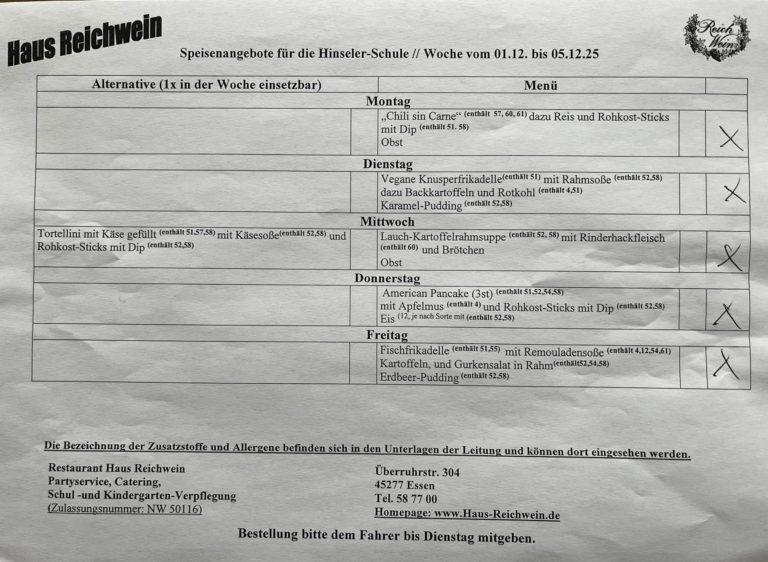 Mittagessen 1.12.-5.12.2025